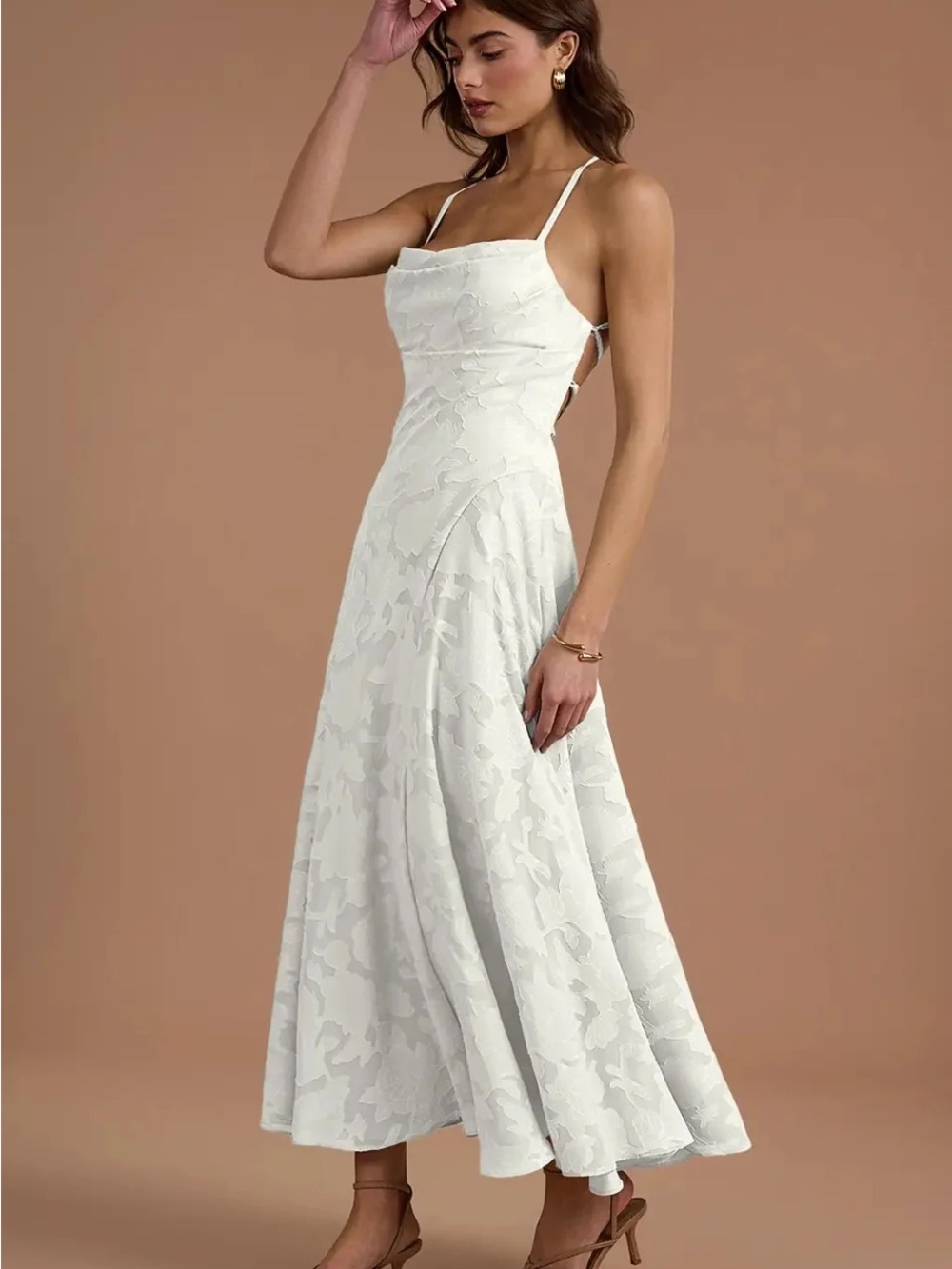 Burnout Maxi Dress White Floral Dress Backless